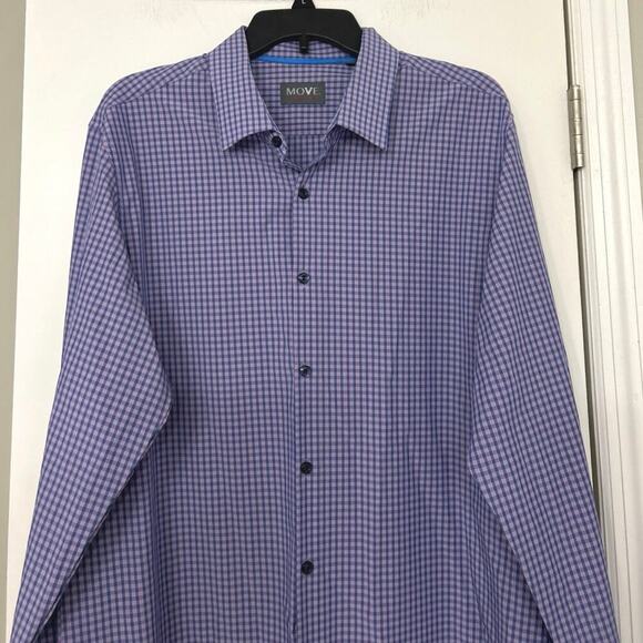 MOVE Purple Plaid Active Performance Long Sleeve Button Down Shirt Size XL - Picture 3 of 11